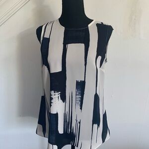 NWT DKNY Abstract Black and White Sleeveless Top